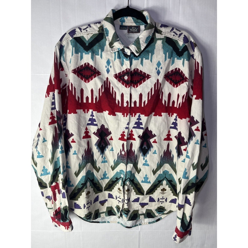 Vintage Woolrich aztec print shirt 100% cotton womens button down Made In USA